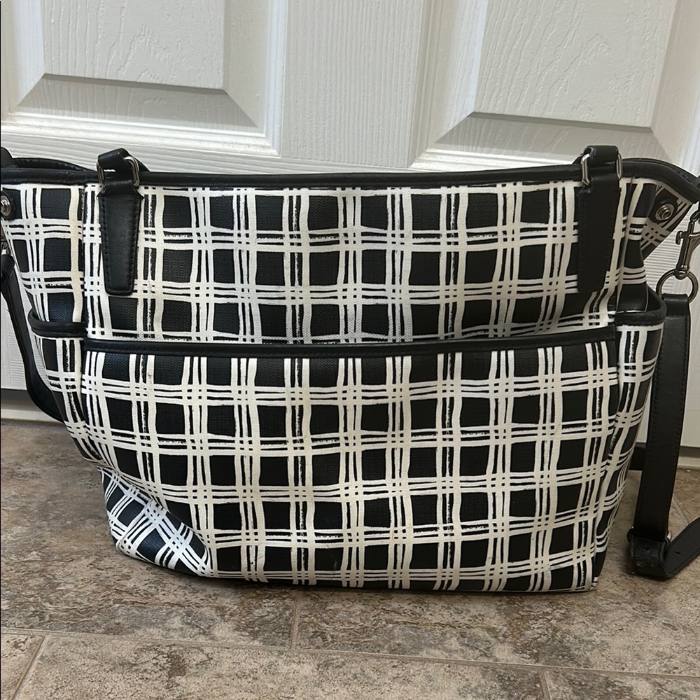 Coach Black and White Plaid Tote Bag - Picture 4 of 5